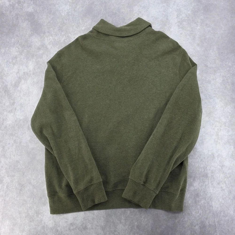 Polo Ralph Lauren Mens XL Shawl Collar Cotton Sweater Olive Green Blue Pony Logo